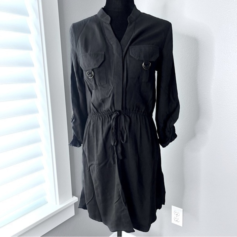 Justify women’s black 100% rayon long sleeve midi-dress